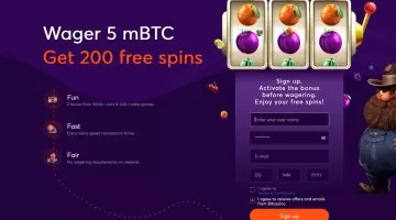 Bitcasino's homepage