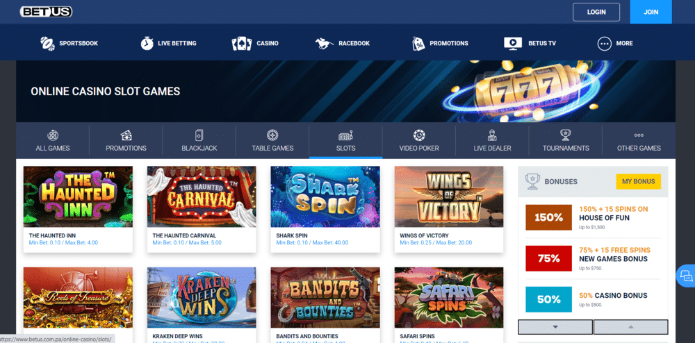 BetUS offer a great selection of the biggest slot games